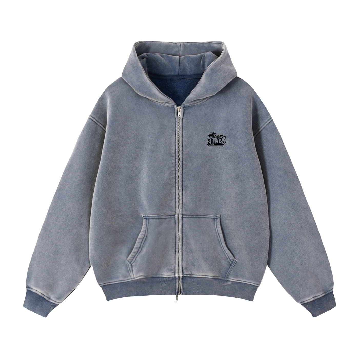 Zip-Through Boxy Fleece Hoodie